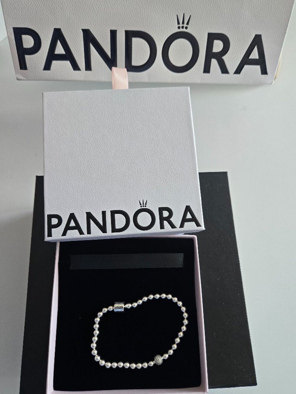 Pandora Beads & Pavé Bracelet Sterling Silver Size 6.7 inches - New